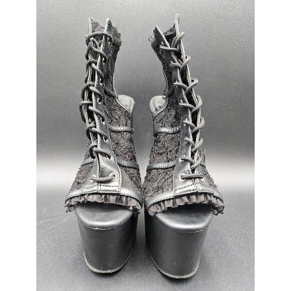 Pleaser Delight Womens Heels 9 Adore Black Mesh Platforms Goth Exotic Dancer - Picture 2 of 10